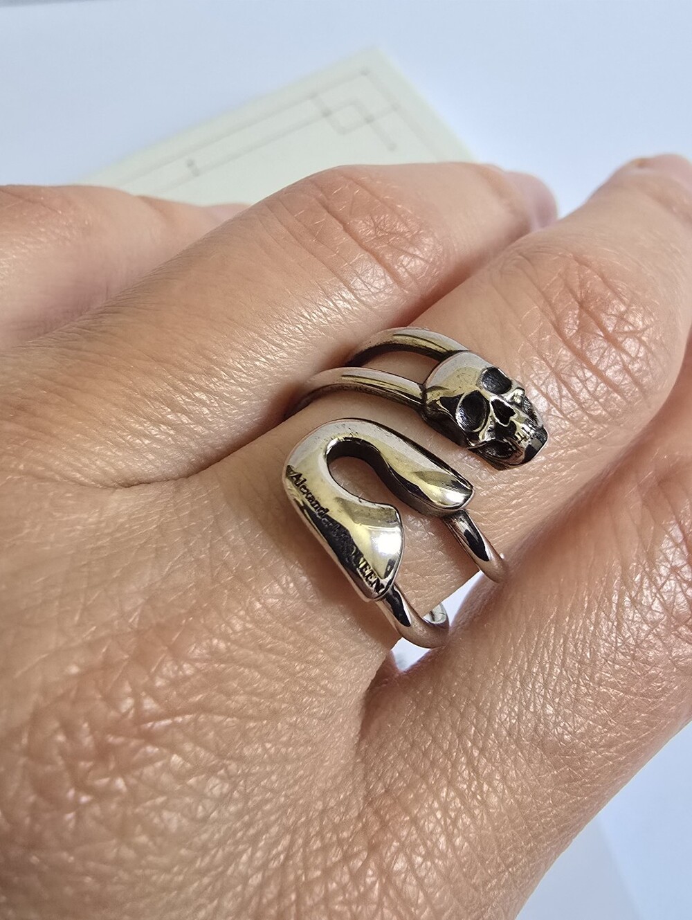 Alexander McQueen Pin Ring Silver Size IT 17